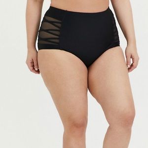 Torrid black bikini bottom with mesh siding